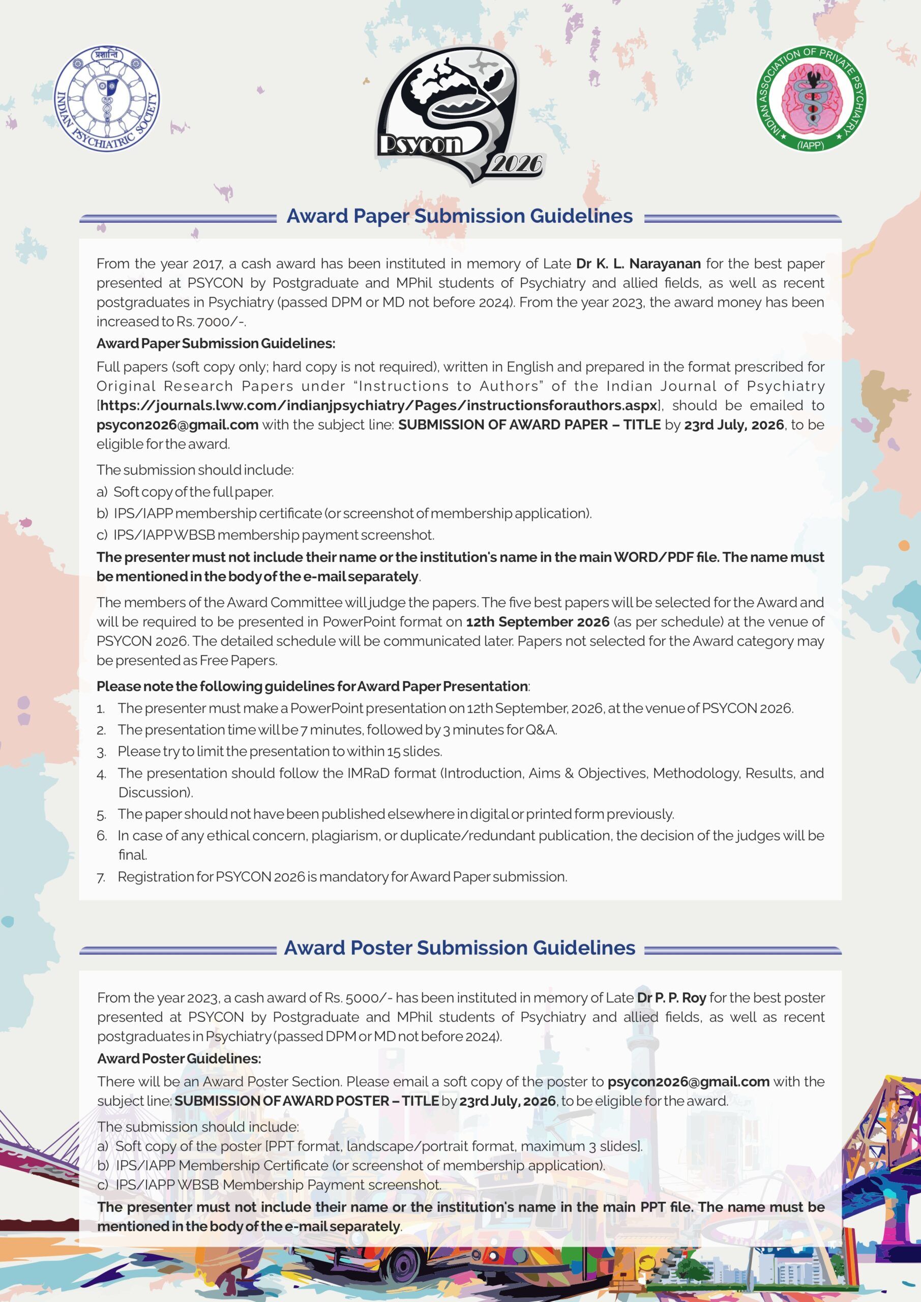 Award Paper & Award Poster Submission Guidelines